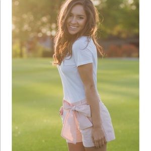 [Lauren James] Pink Seersucker Bow Shorts
